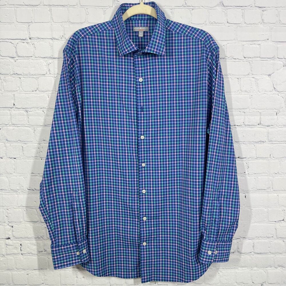 Vineyard Vines Performance Golf Shirt Mens XL Long Sleeve Wicking Plaid Gingham